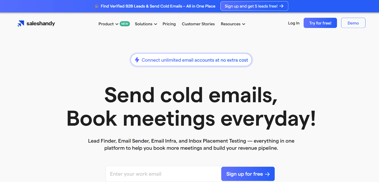Saleshandy homepage