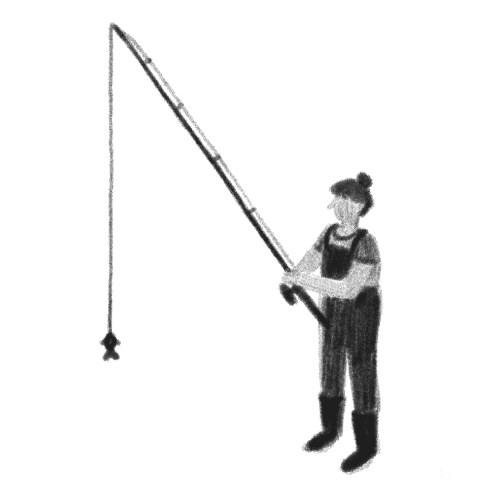 Fossum Bruk - Illustrasjon av person som fisker.