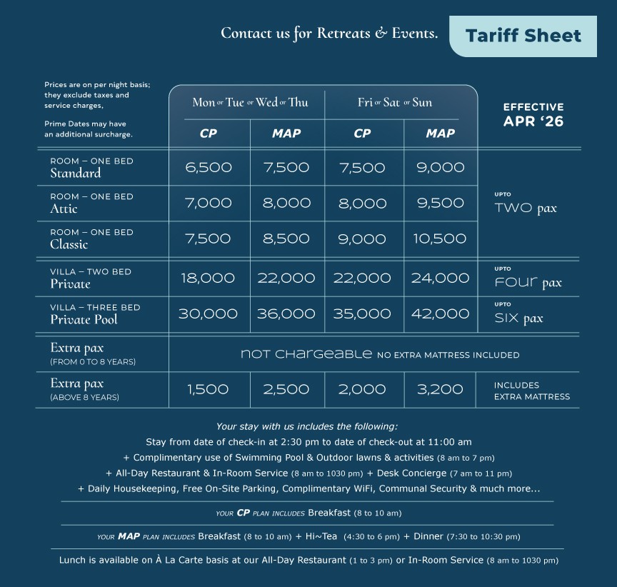 tariff of stay at the lighthouse inn by the sea in uttan beach