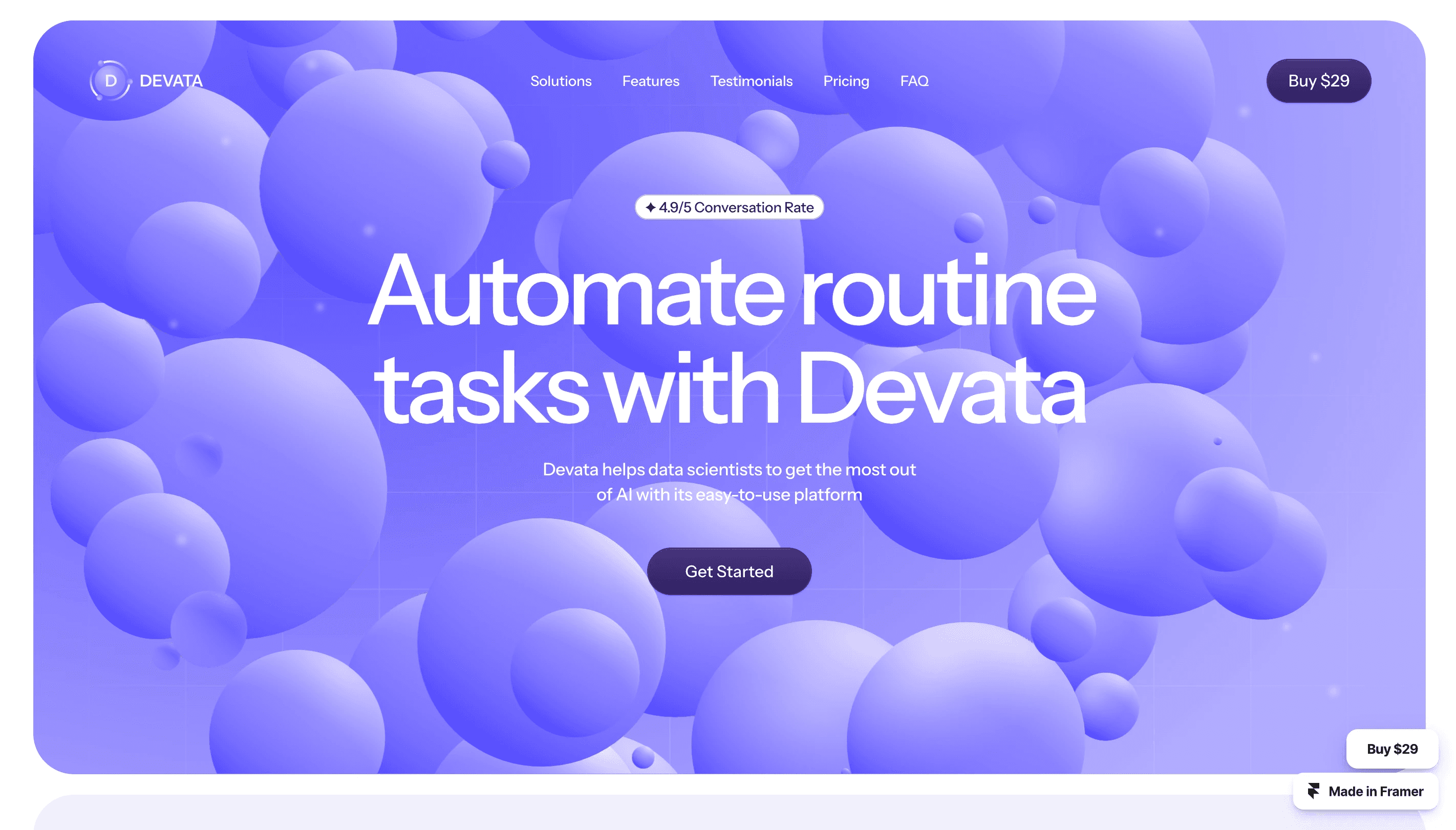 Devata — Landing page website template