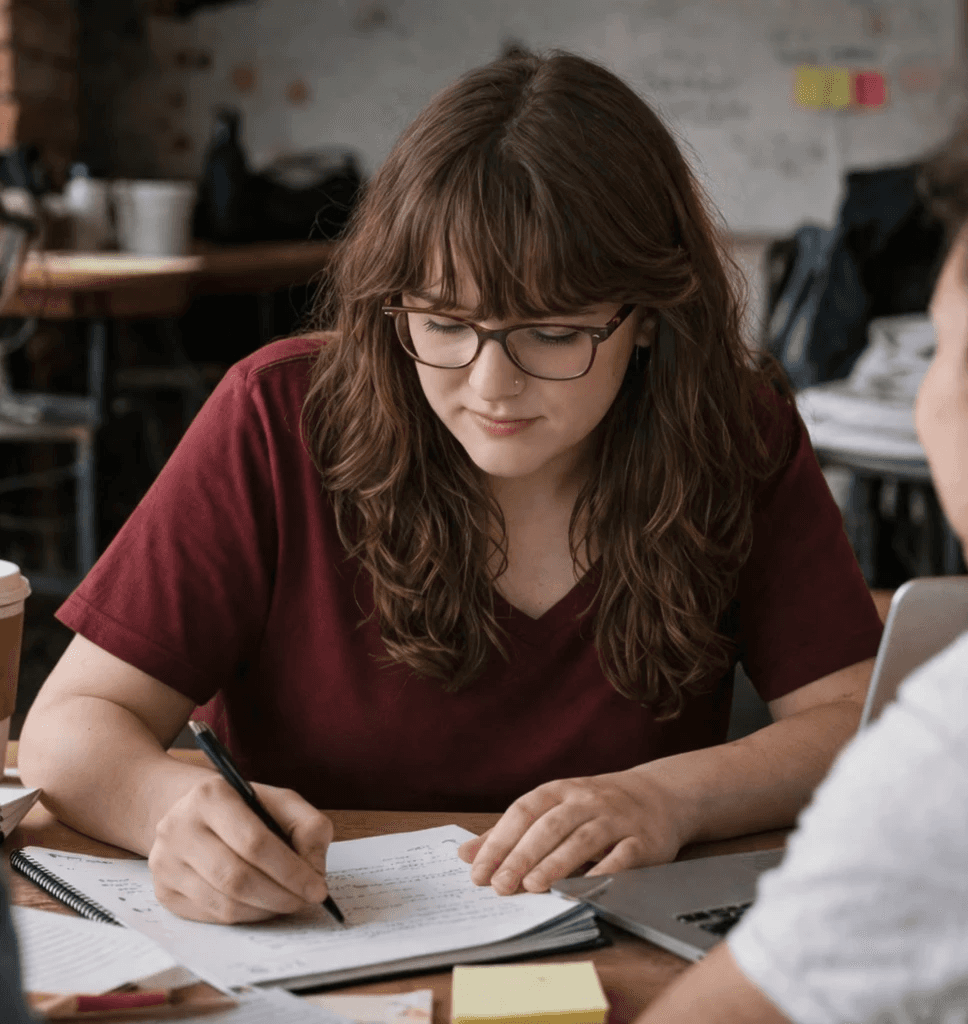Portrait of portfolio creator – back view