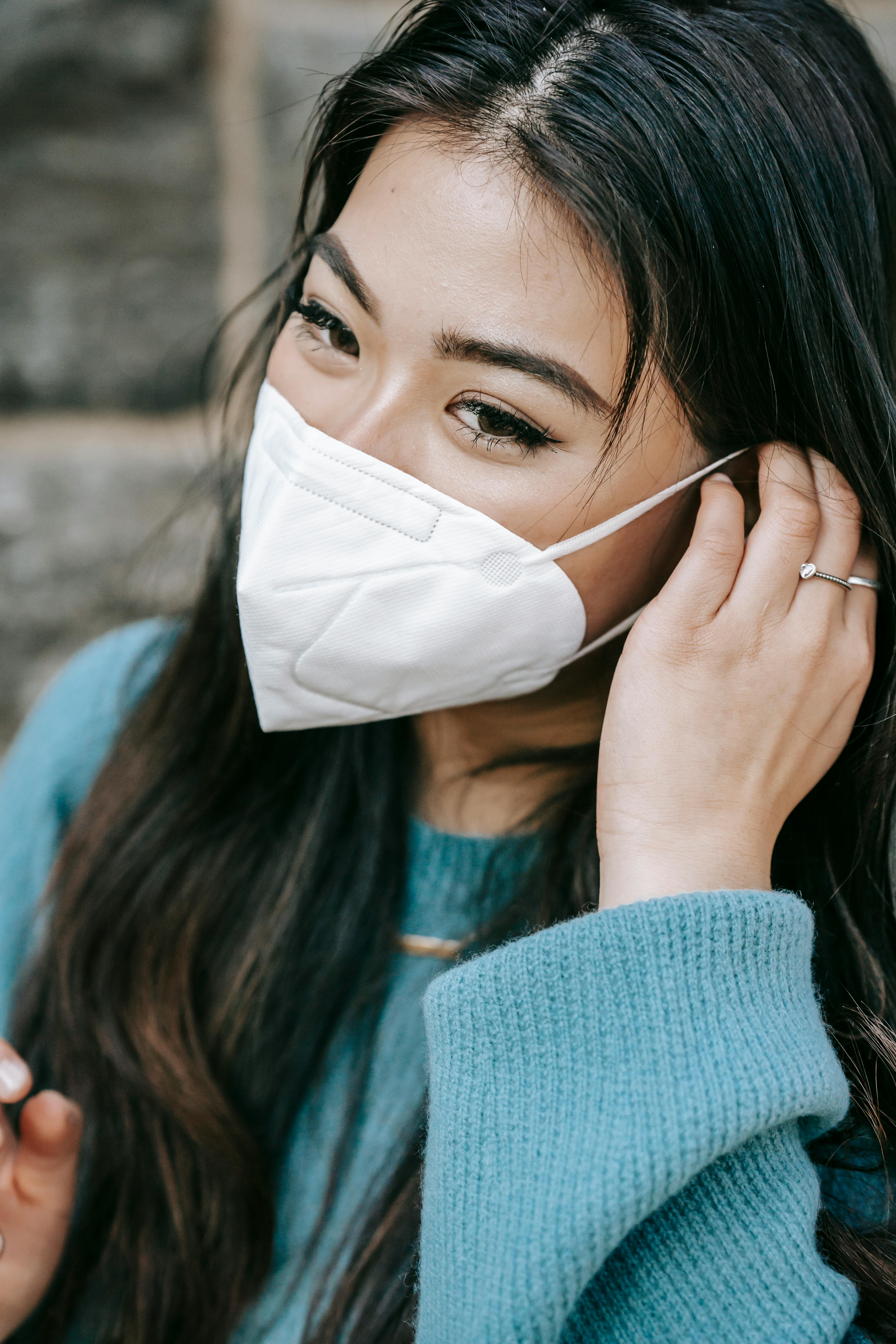 Woman in N95 mask