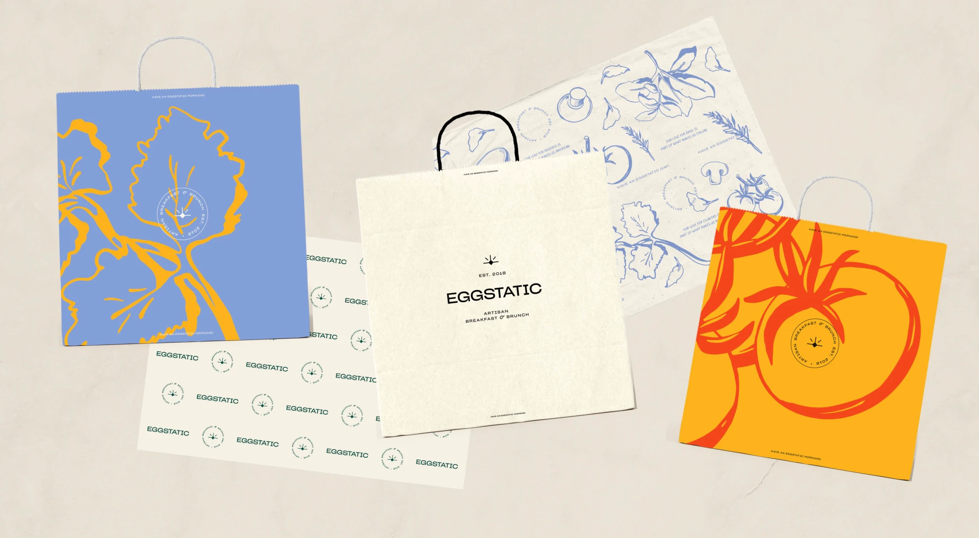 breakfast & brunch restaurant paper bag design