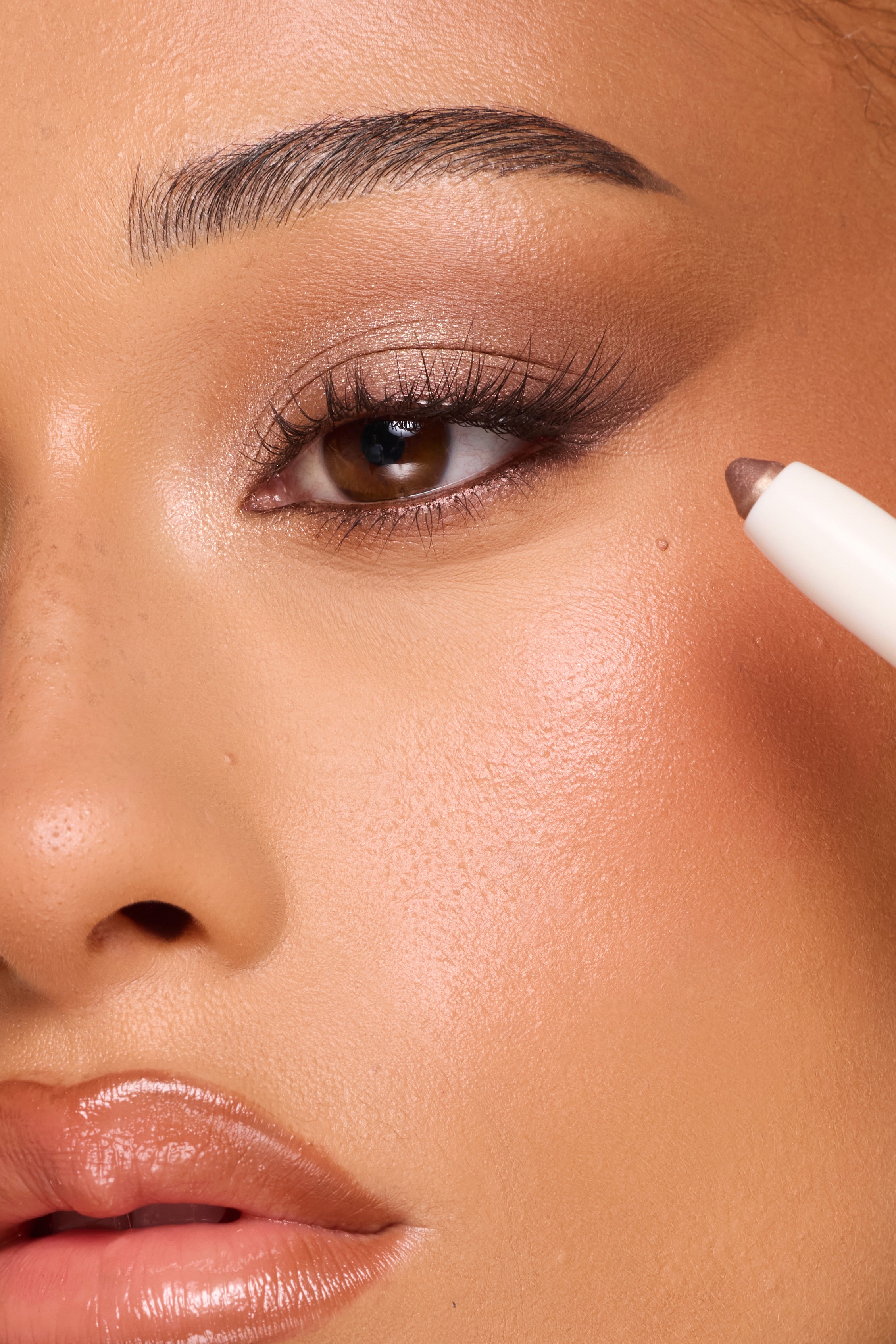 macro eye image of shimmery eye makeup