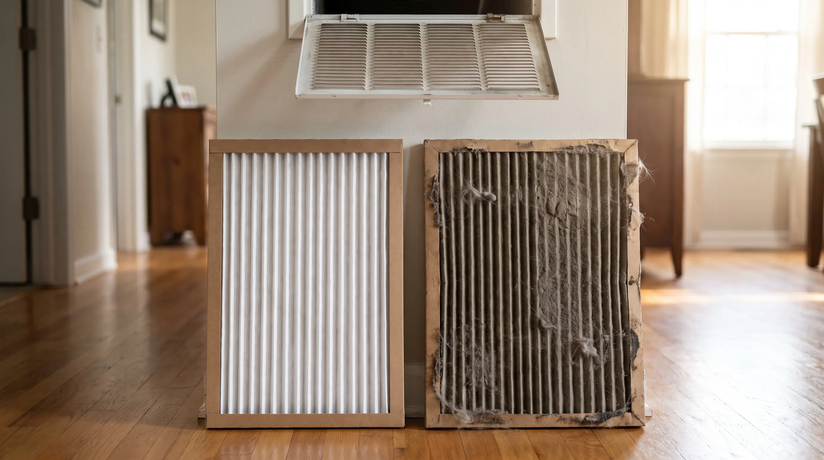 Three months apart: the filter on the right is what your family has been breathing through.