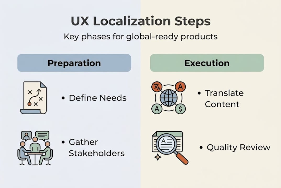 Infographic outlining UX localization steps