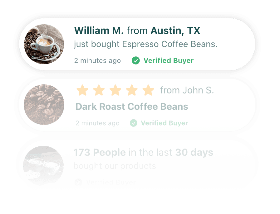 One-click social proof popup example