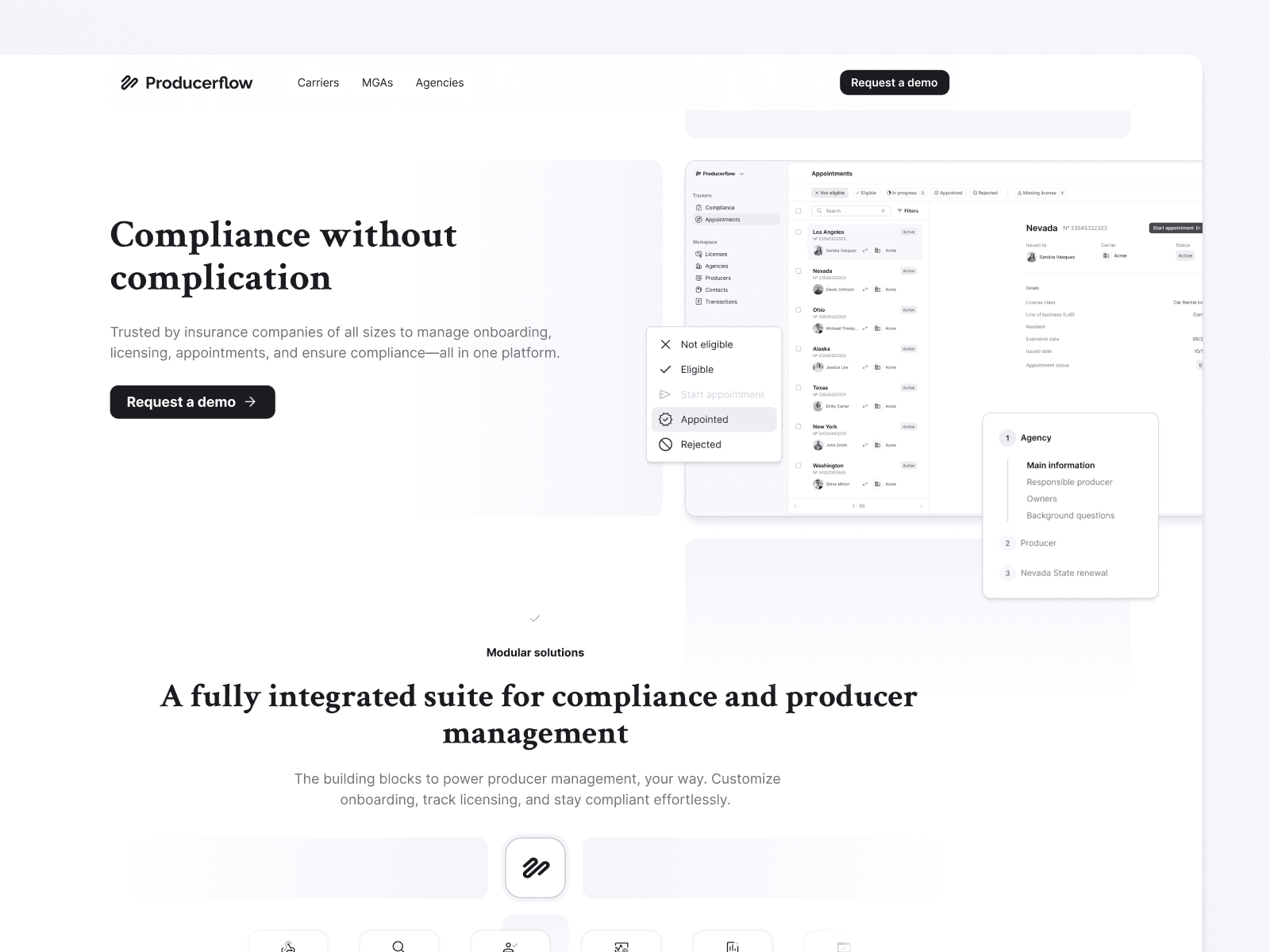 Producerflow website hero section