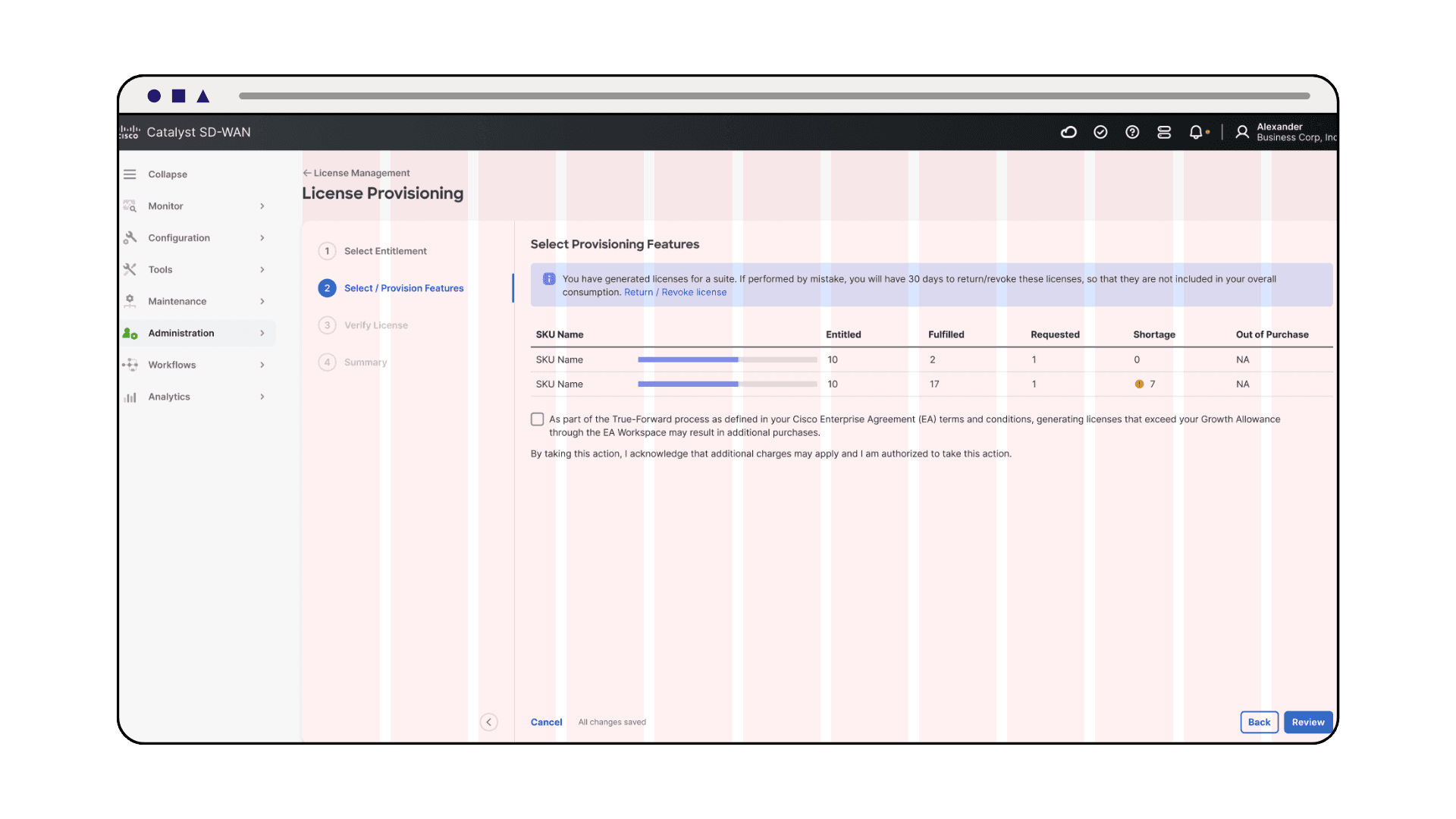 Cisco SD-WAN prototype screen