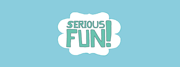 typography of serious fun in an abstract shape