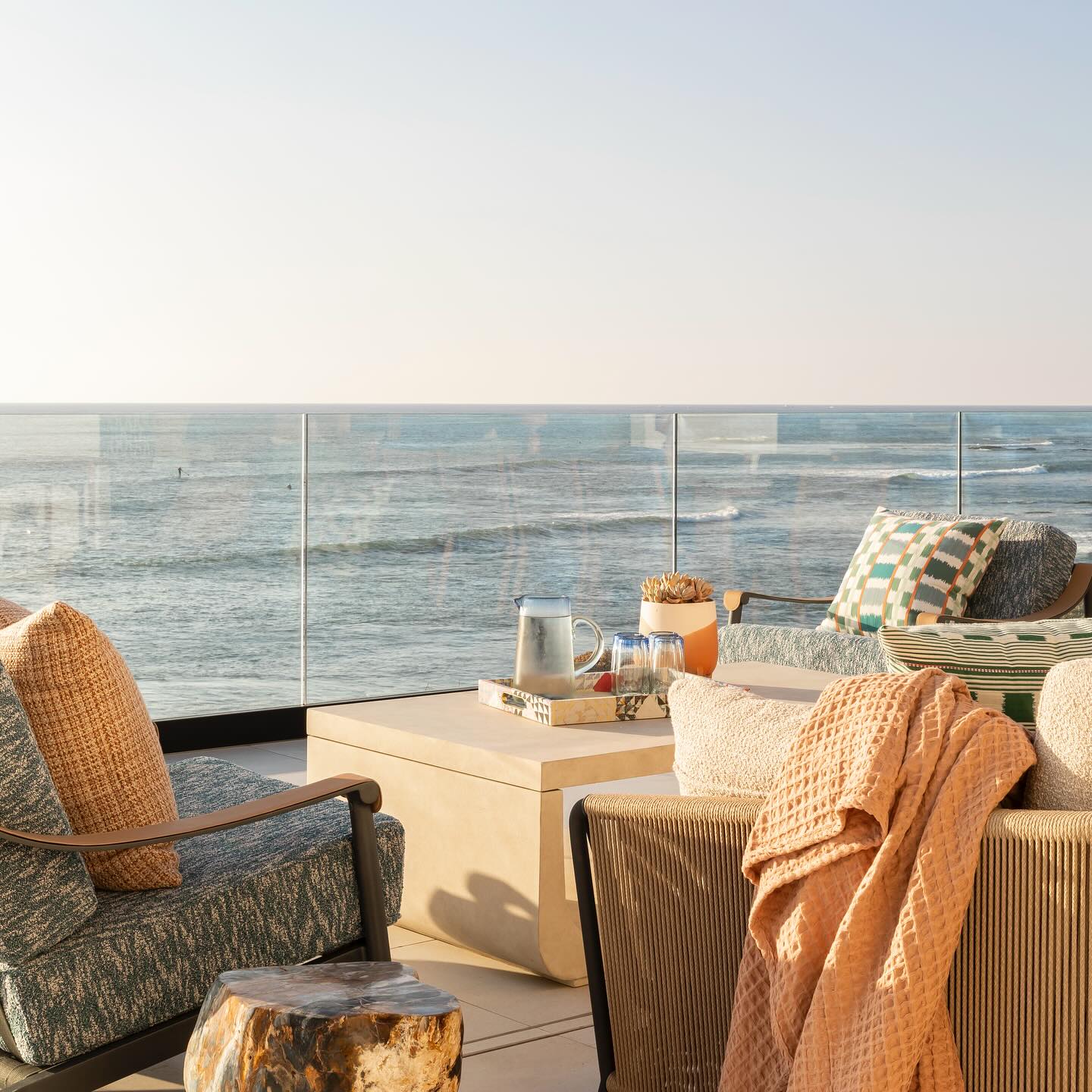 Outdoor living room with ocean view