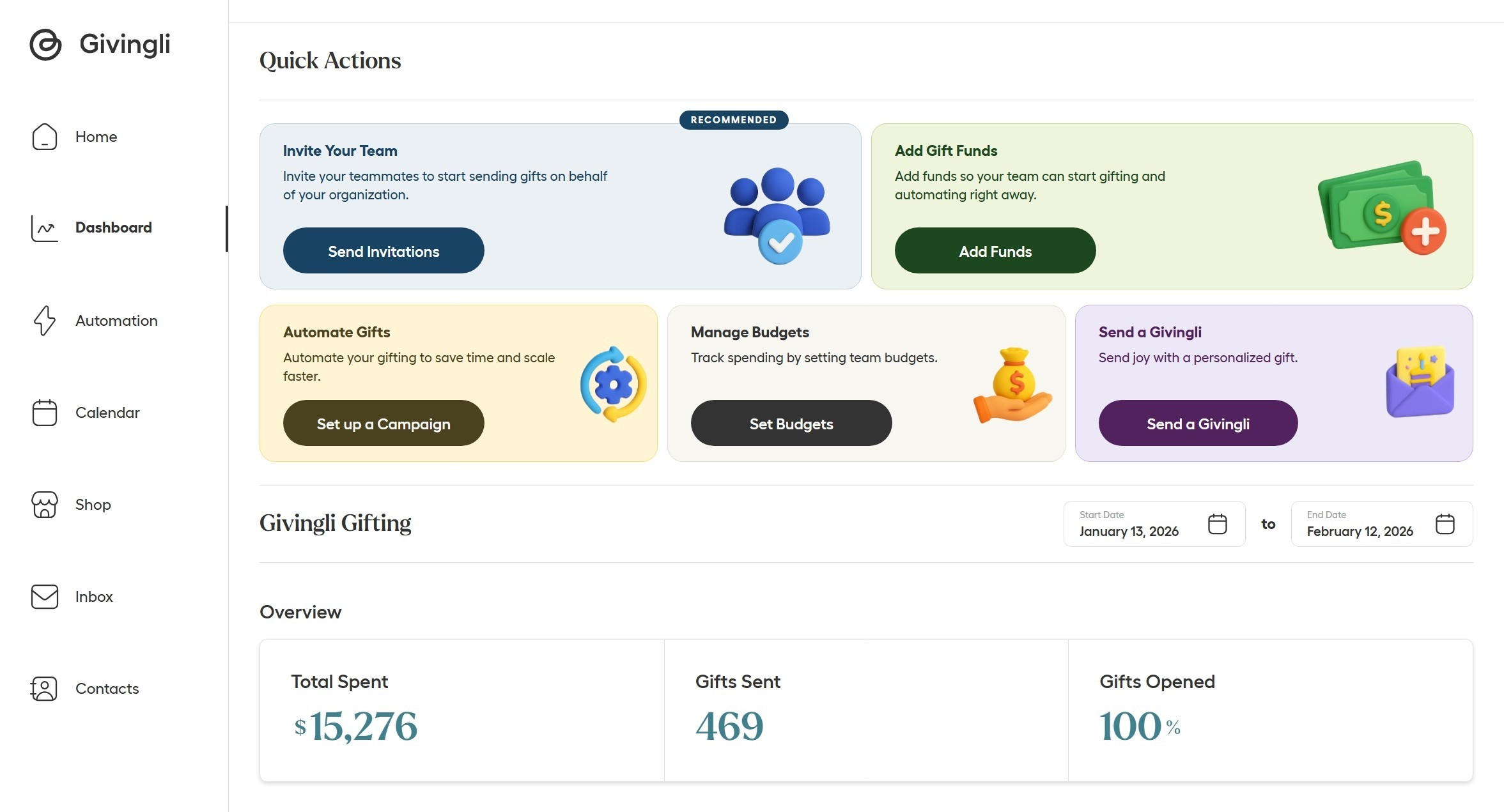 Givingli Pro Dashboard
