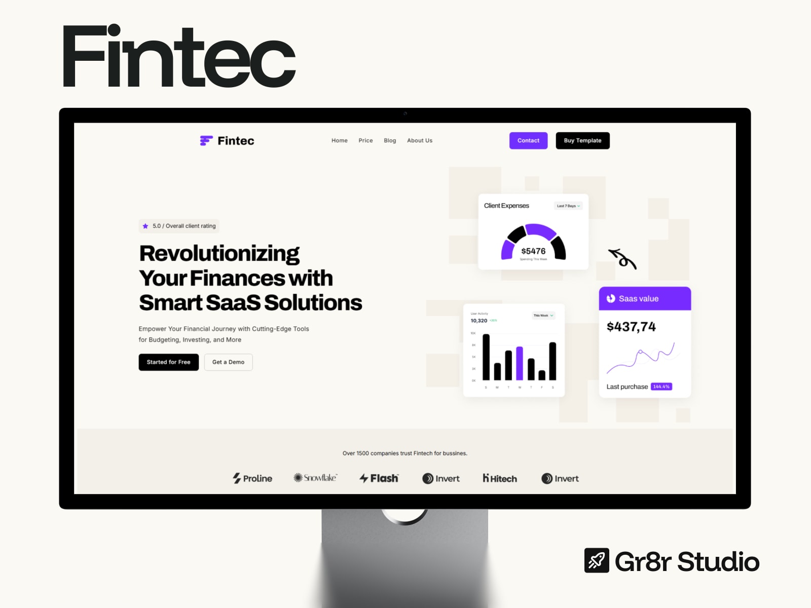 Fintecfin free Framer fintech AI template screenshot