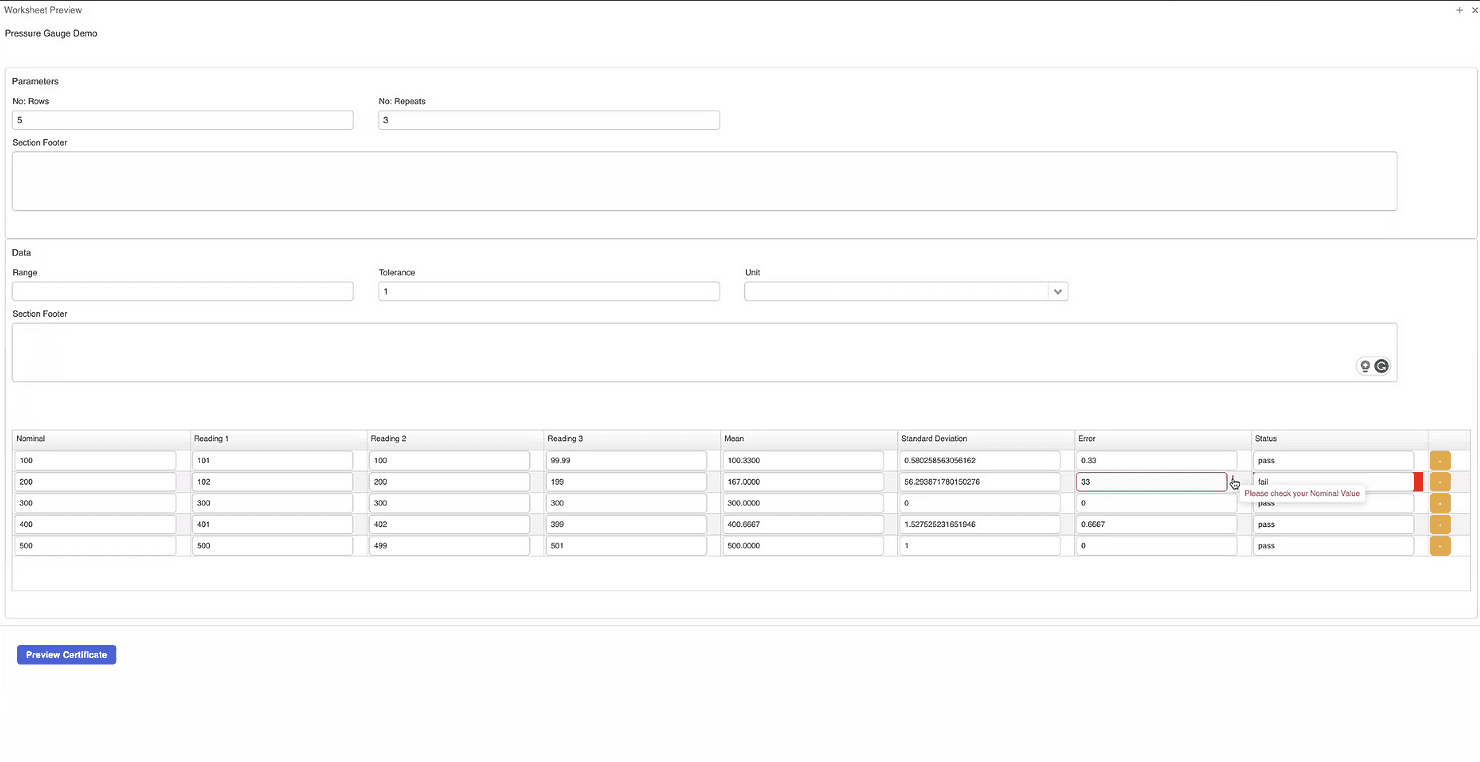 Metquay Worksheets with Custom Validations