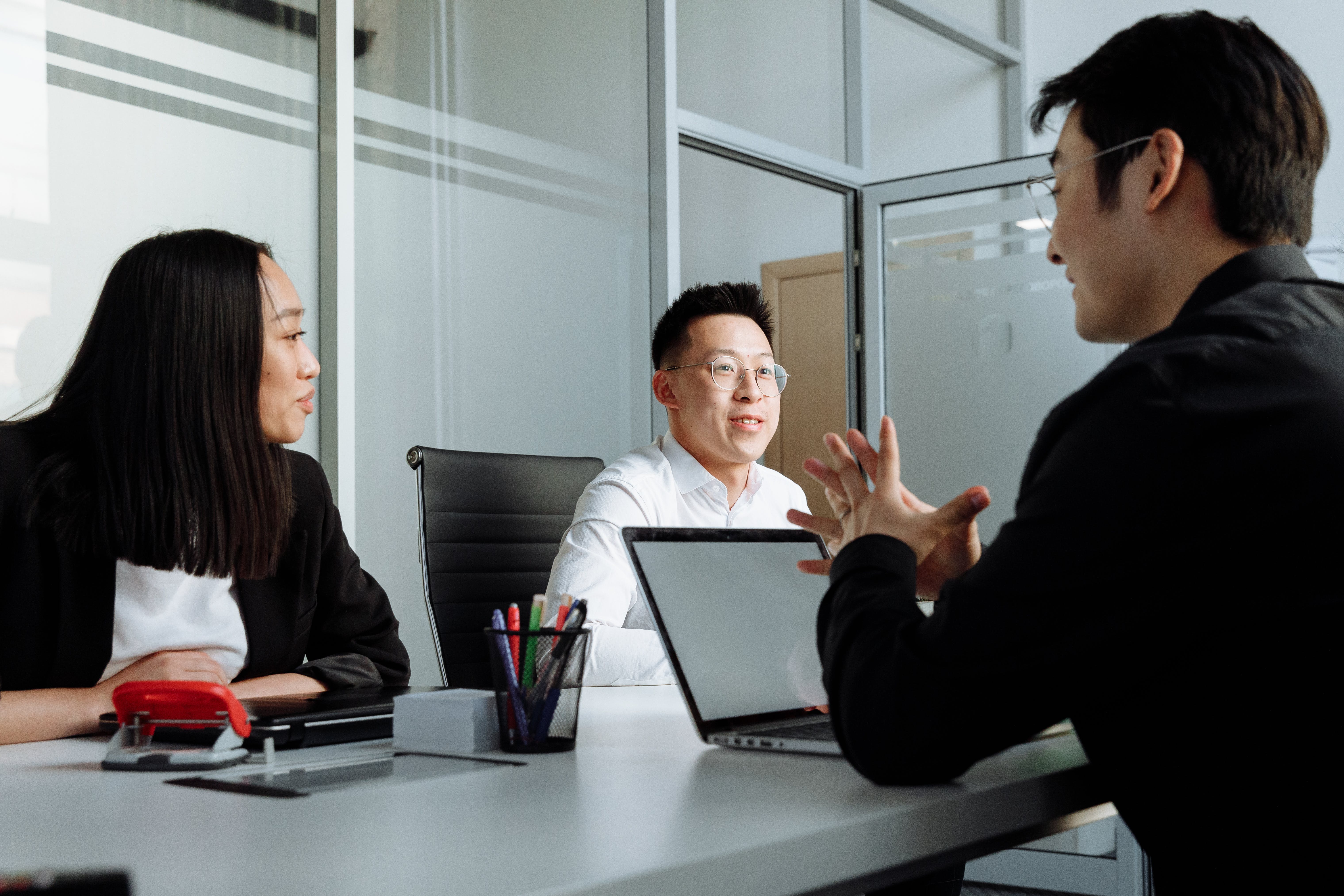 Business people discussing brexit effects