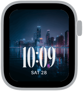 chicago nights Apple Watch face preview 3 featuring stylized colors and artwork.