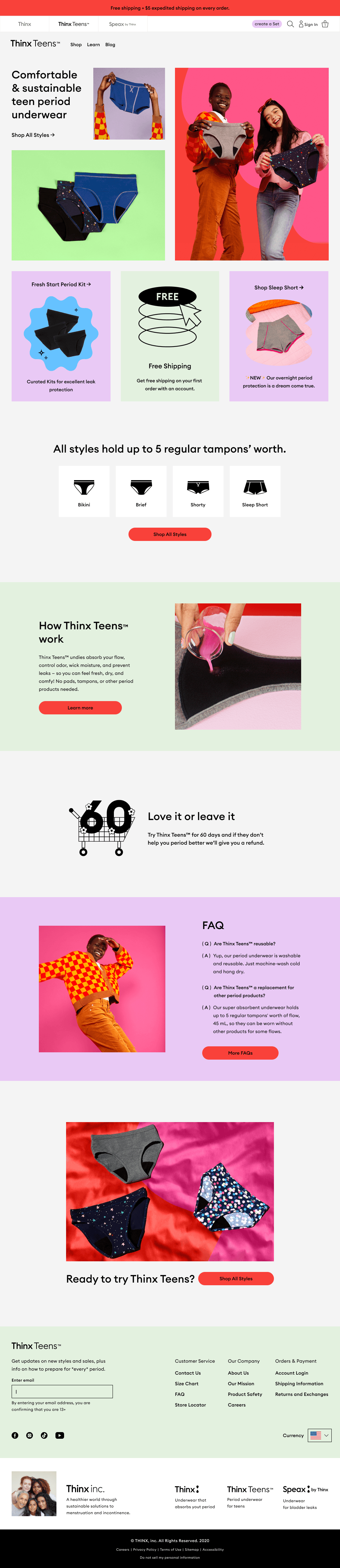 Desktop Thinx Teens Homepage