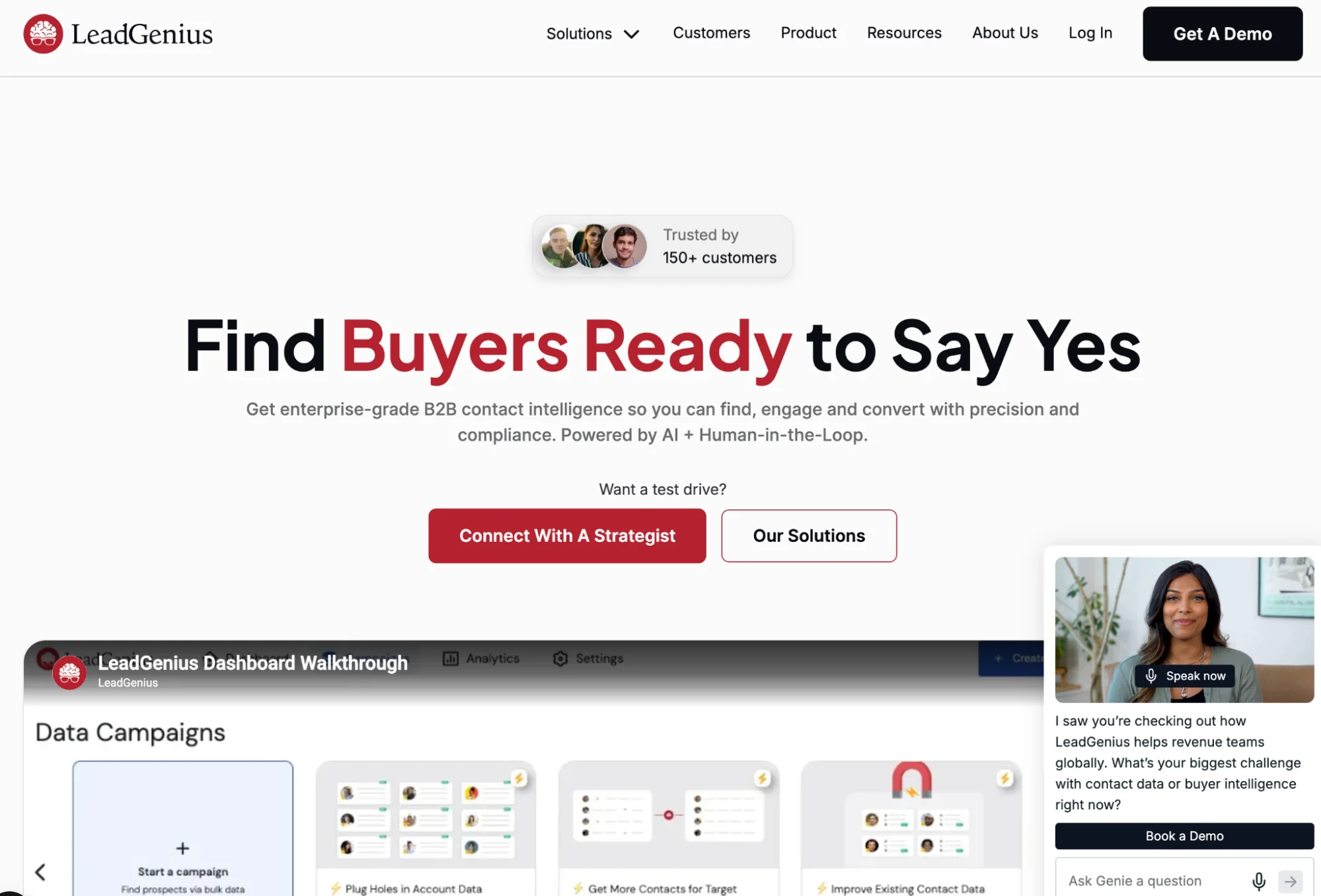 LeadGenius homepage: Sopro alternative for data and intent platform for B2B lead generation
