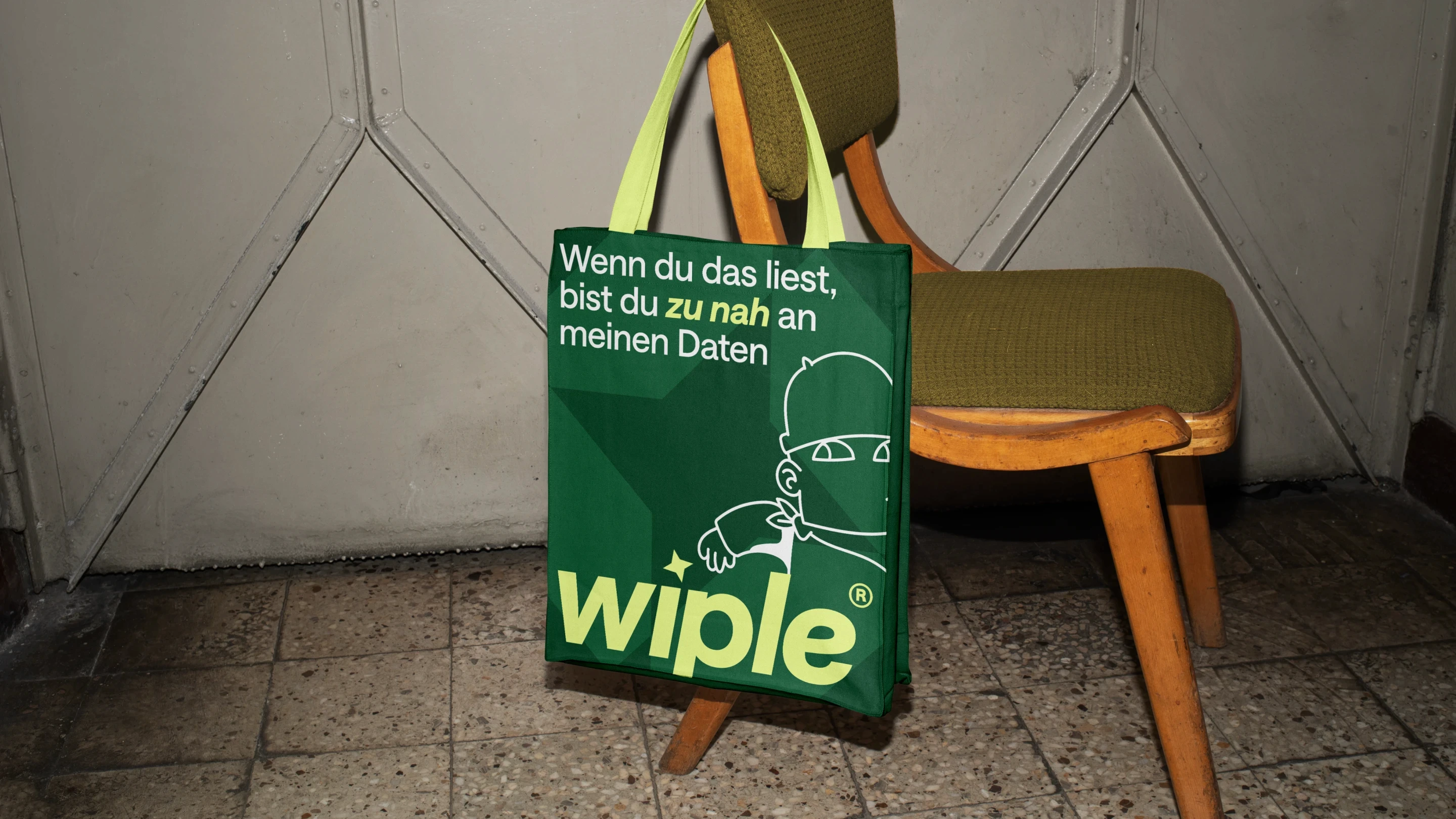Tote bag hanging on chair