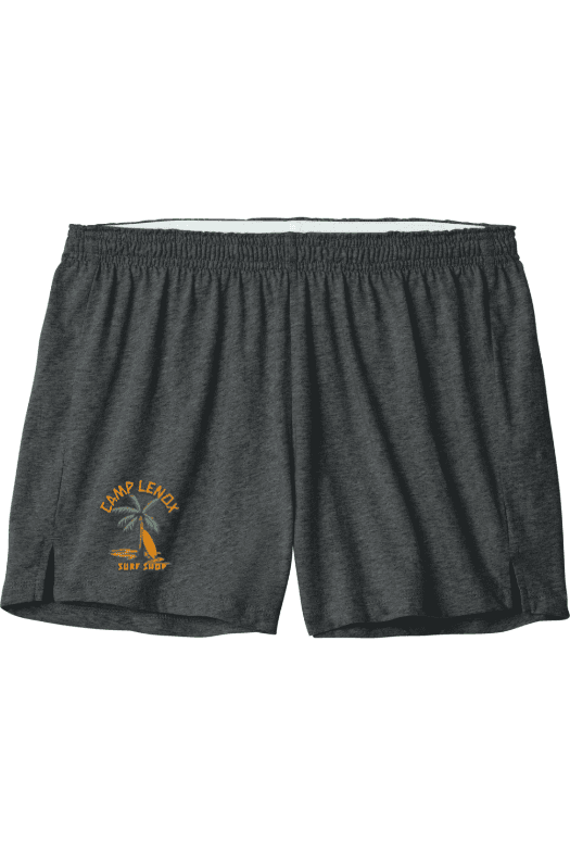 Dark gray Camp Lenox shorts with palm tree logo
