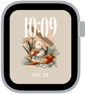 bunny picnic Apple Watch face preview 5 featuring easter, summer, and spring.