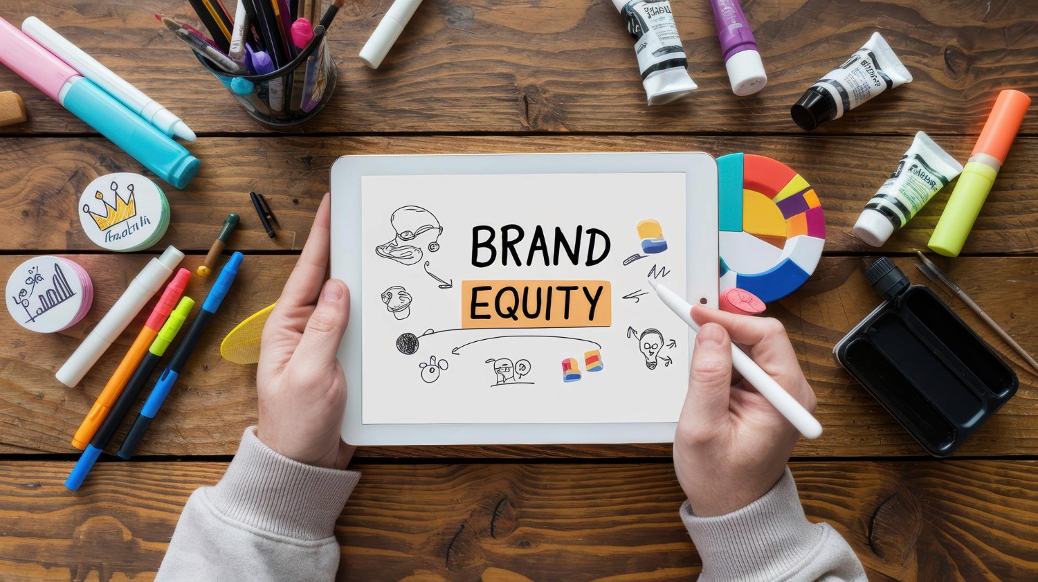 Brand Equity Sketched on the white slate