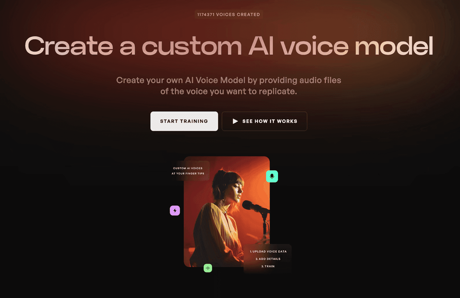 Kits AI voice training page