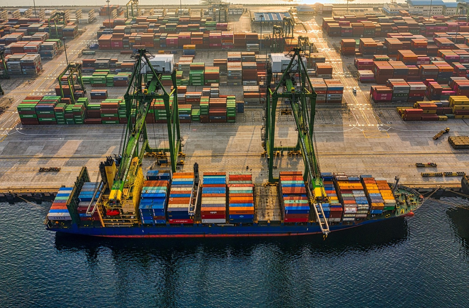 Drone Shot of a Cargo Ship on Port