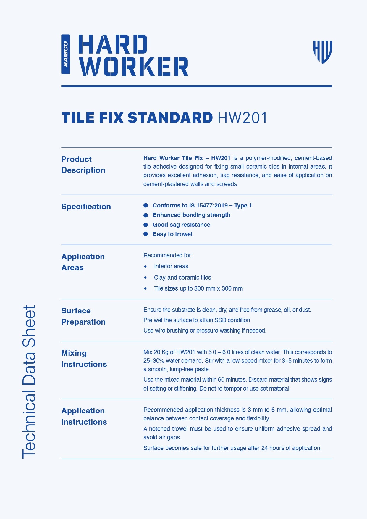 Hard Worker Tile Fix Technical Data Sheet