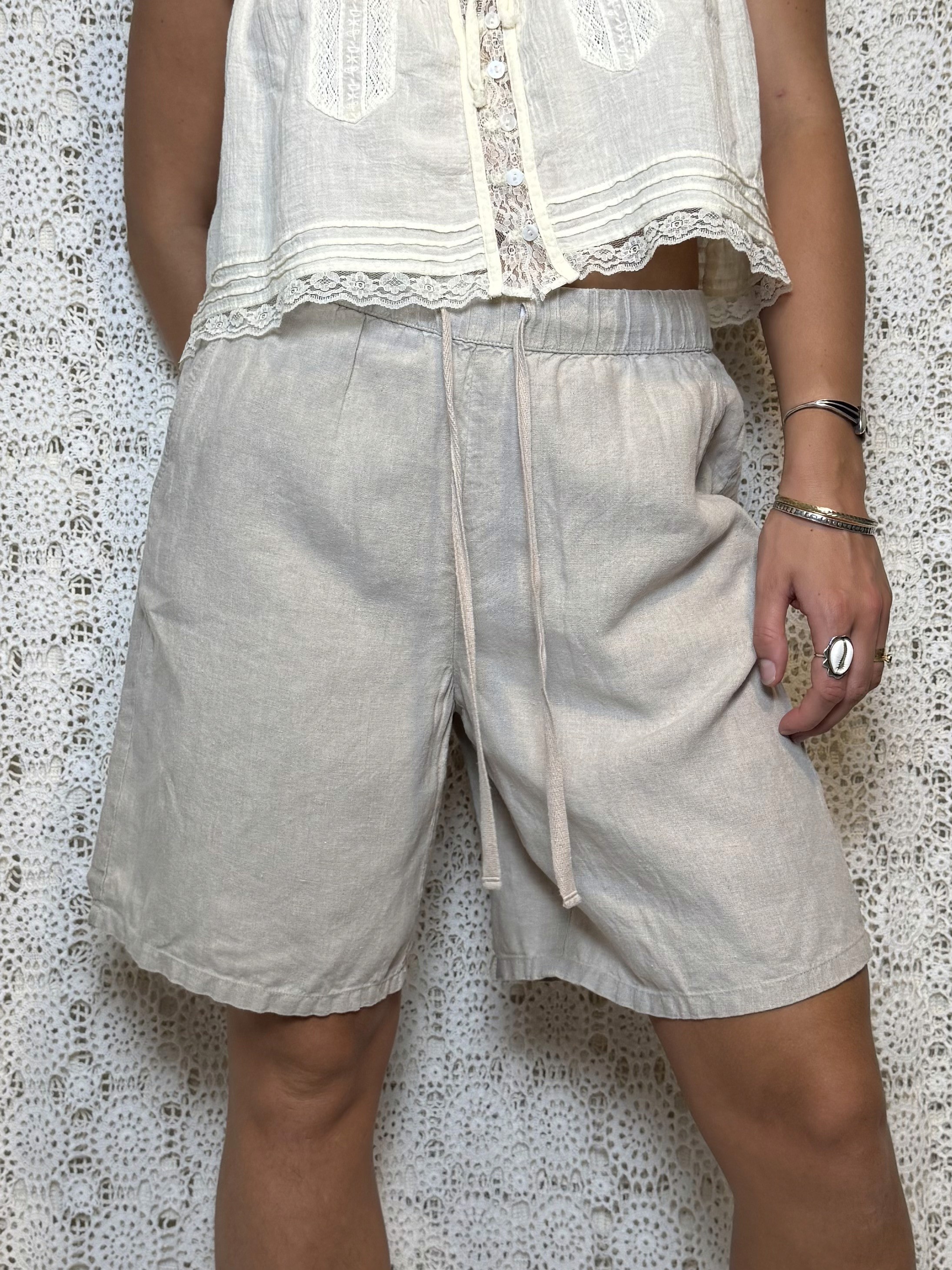 eileen fisher organic linen shorts