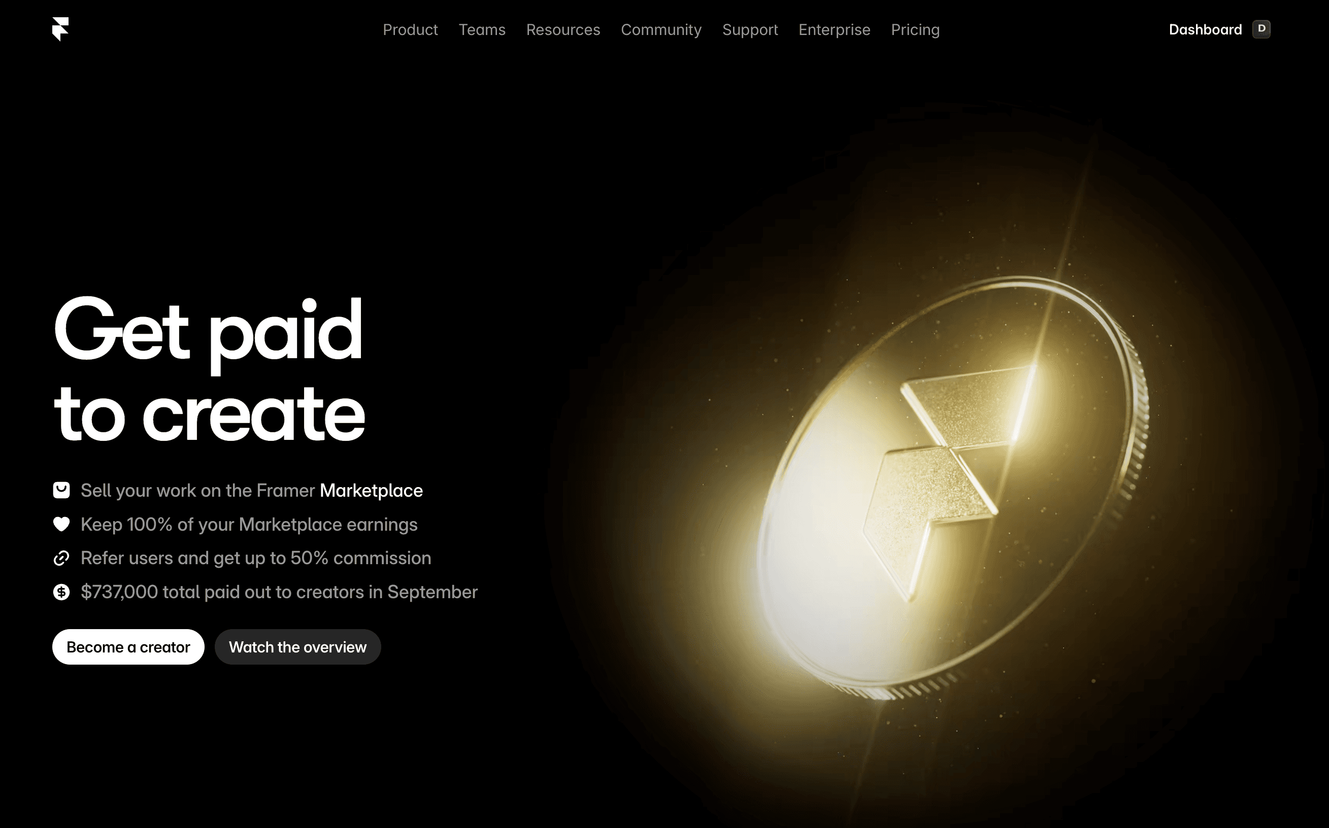 Framer creator program page