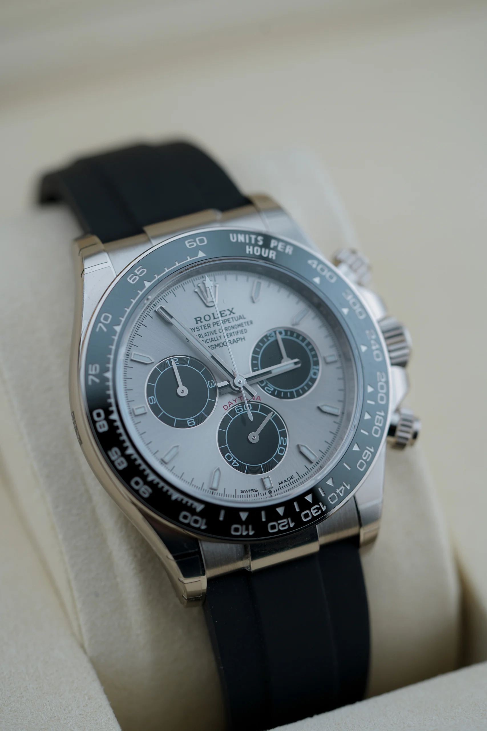 Rolex Daytona Ghost White Gold 116519LN full front view