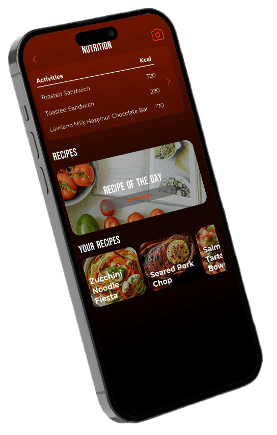 Screenshot of nutrion tracking of the JunFit app