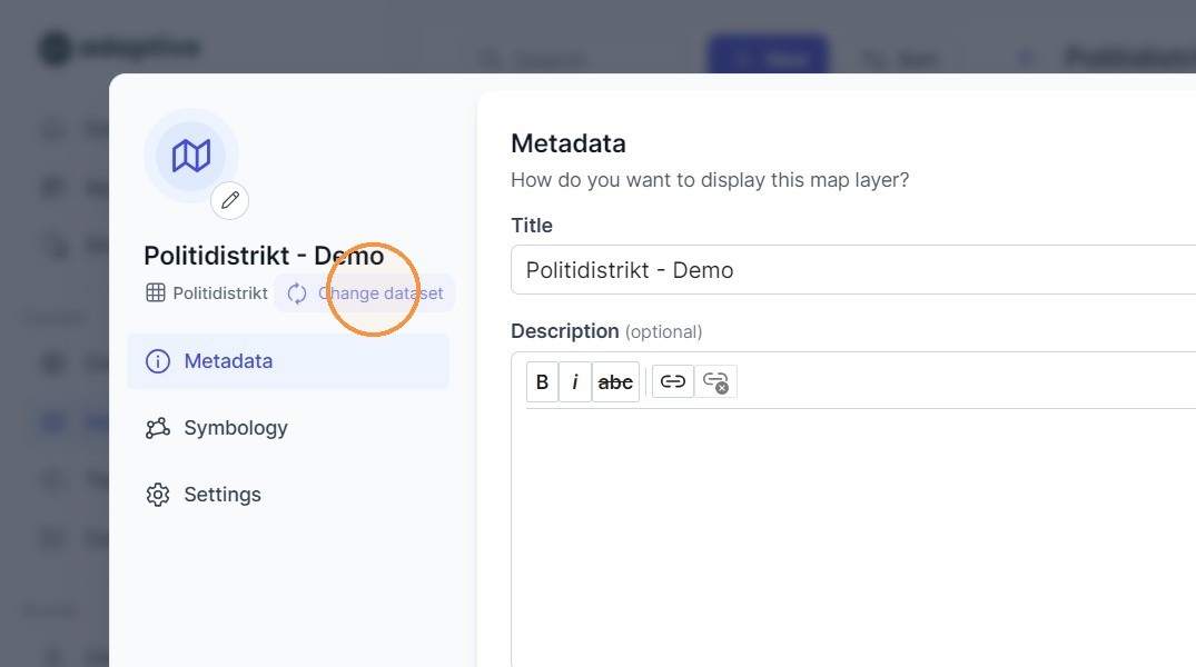 Steg 3: Klikk "Change dataset".