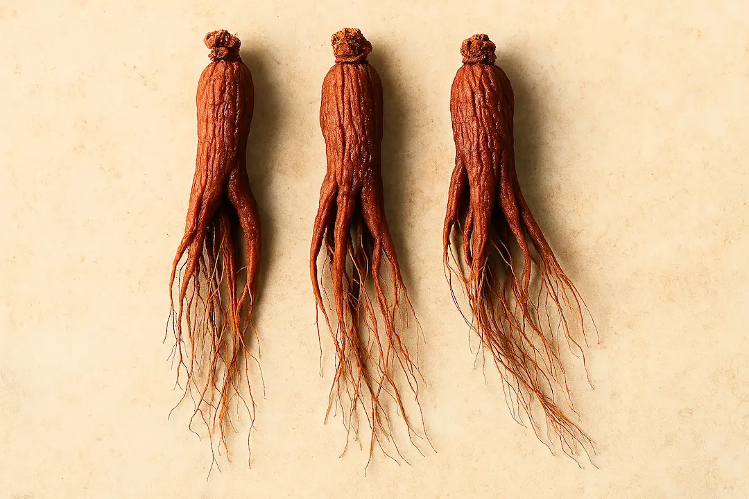 3 Rote Ginseng Wurzel liegend