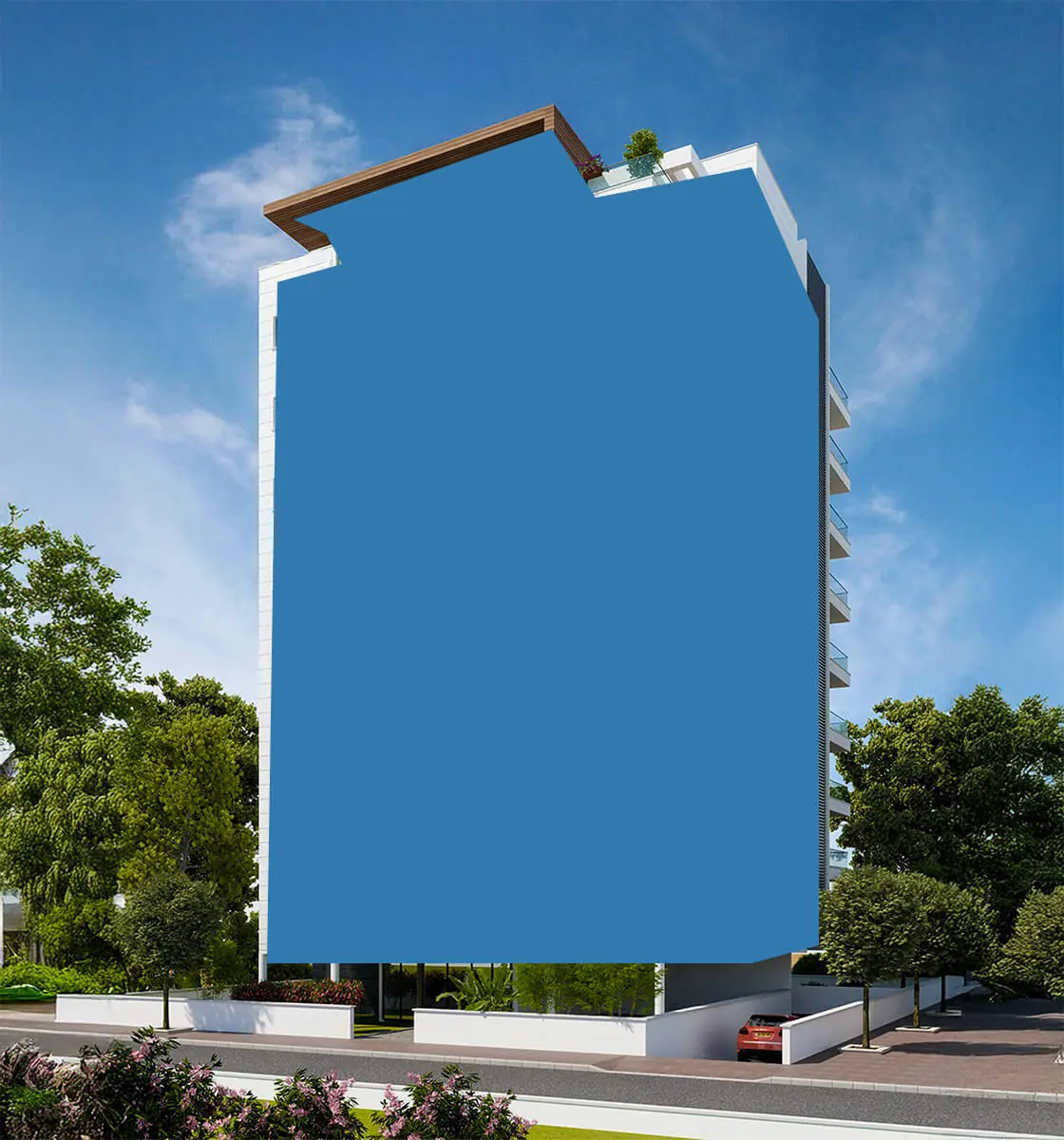 בניין מגורים ברקע שכונת מגורים