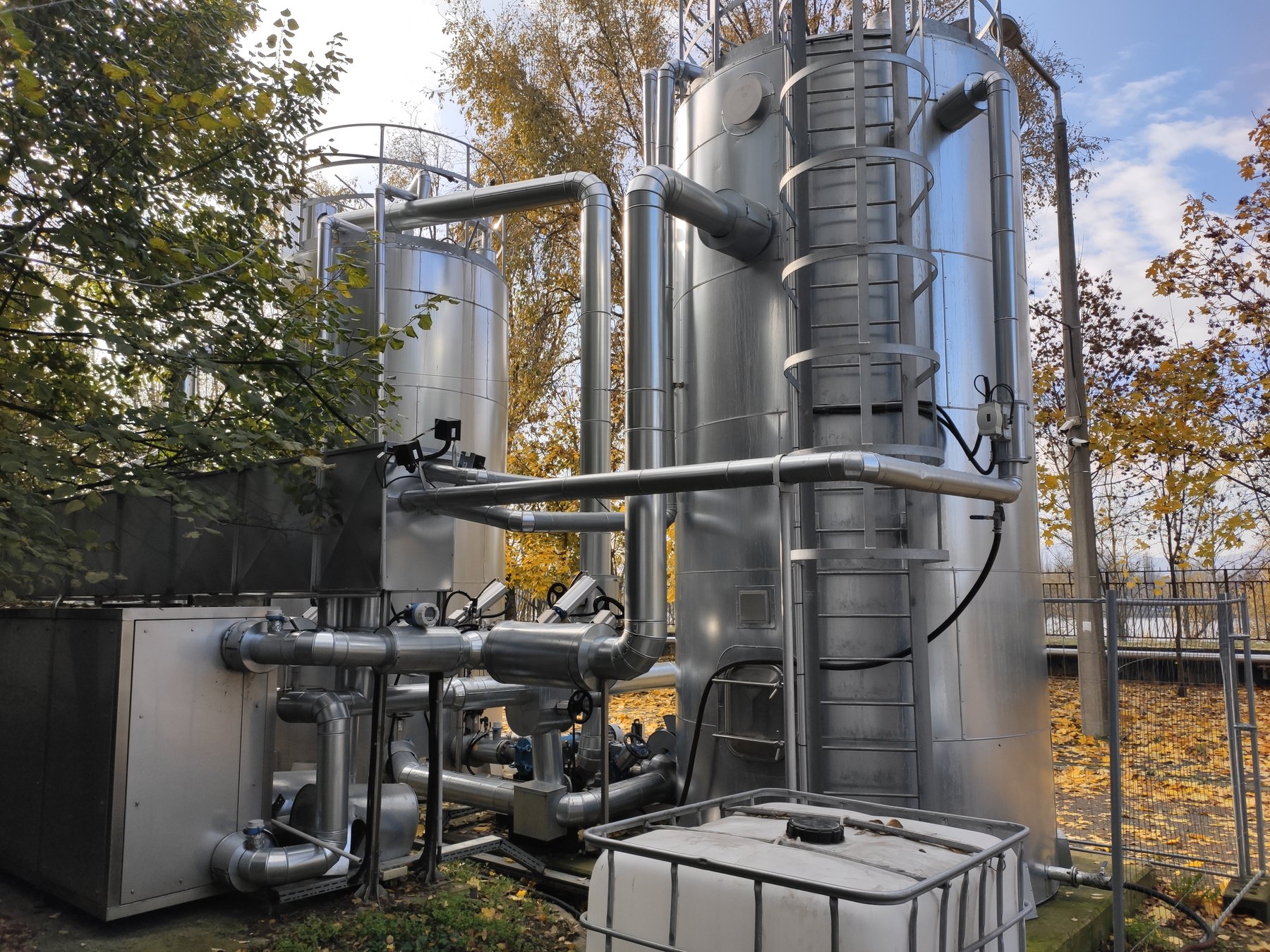 MVR mechanical vapour recompression evaporator installed outdoors at an industrial site