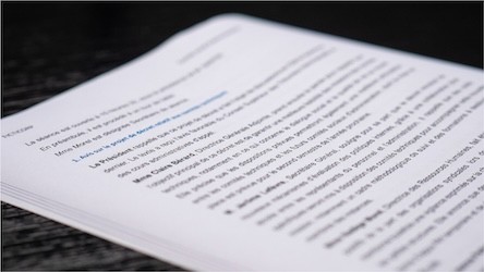 Page imprimée d’un procès-verbal de réunion avec paragraphes formatés et éléments mis en évidence