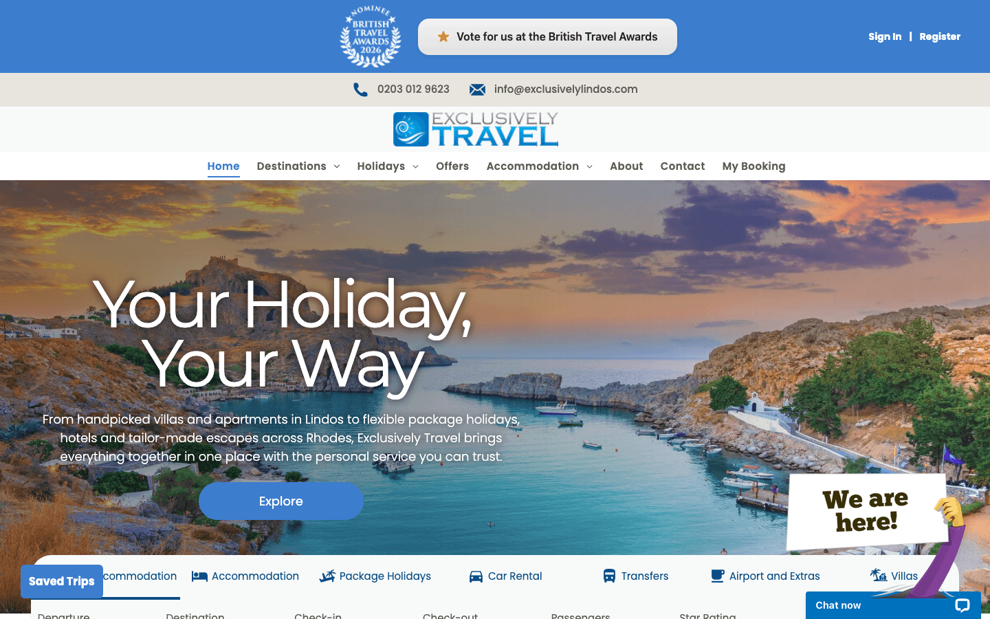 A Travelgenix travel website with a live booking engine and search widget