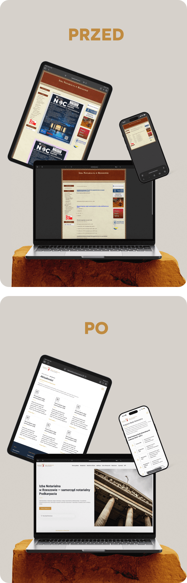 Web Redesign dla Izba Notarialna w Rzeszowie – plansza 1 prezentacji (wersja mobilna)
