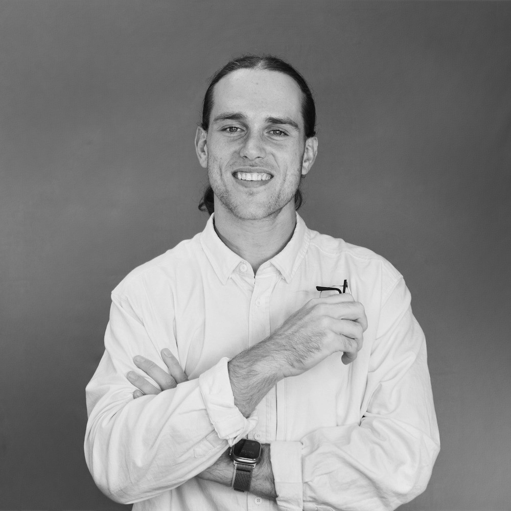 man in black and white 