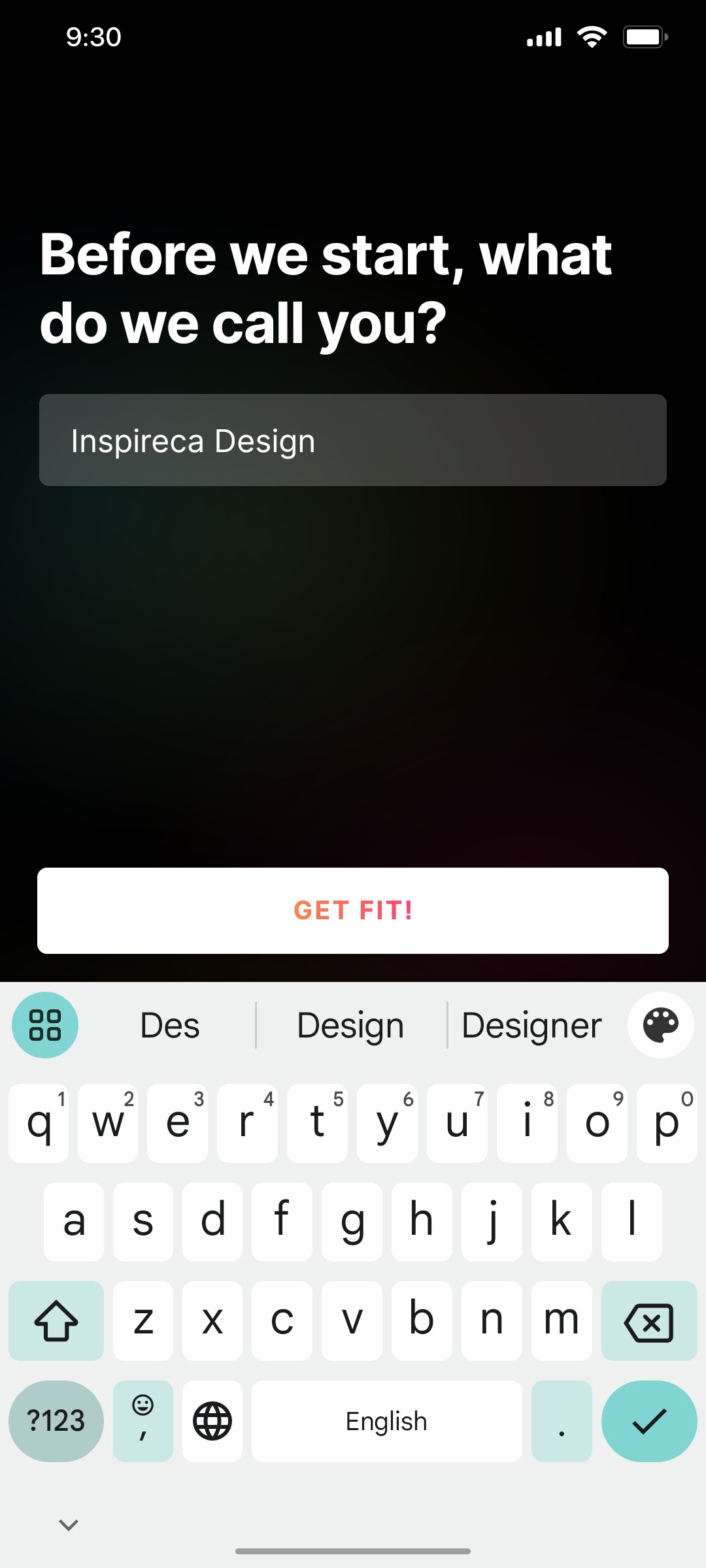 Cult.fit App Enter name Screen