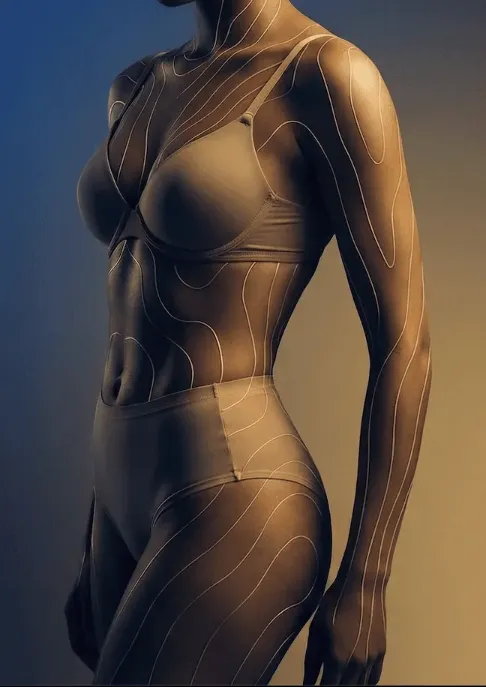 Body contouring surgical markings on a patient for plastic surgery procedures by Dr. Bravo