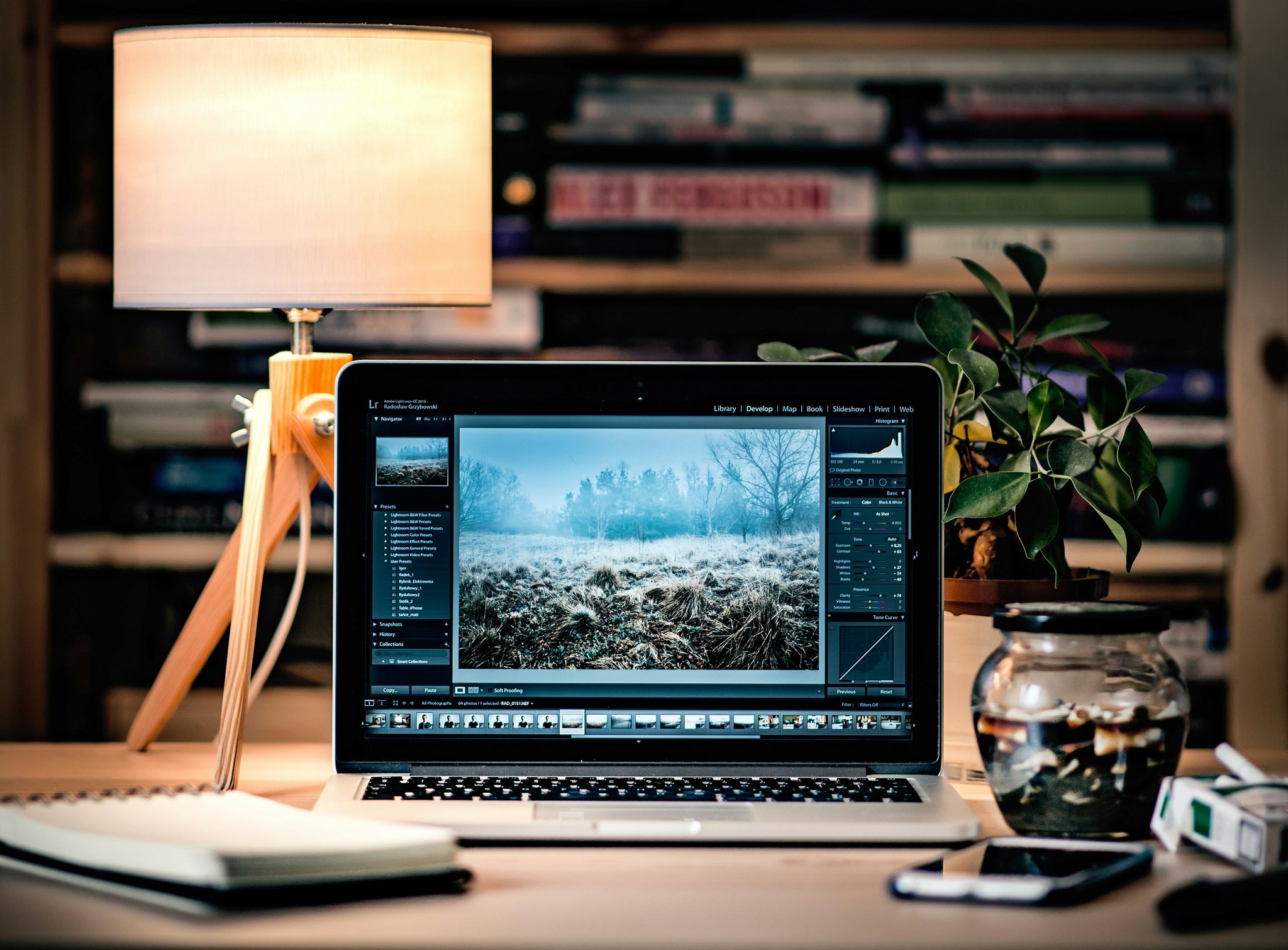 aesthetic desk with laptiop