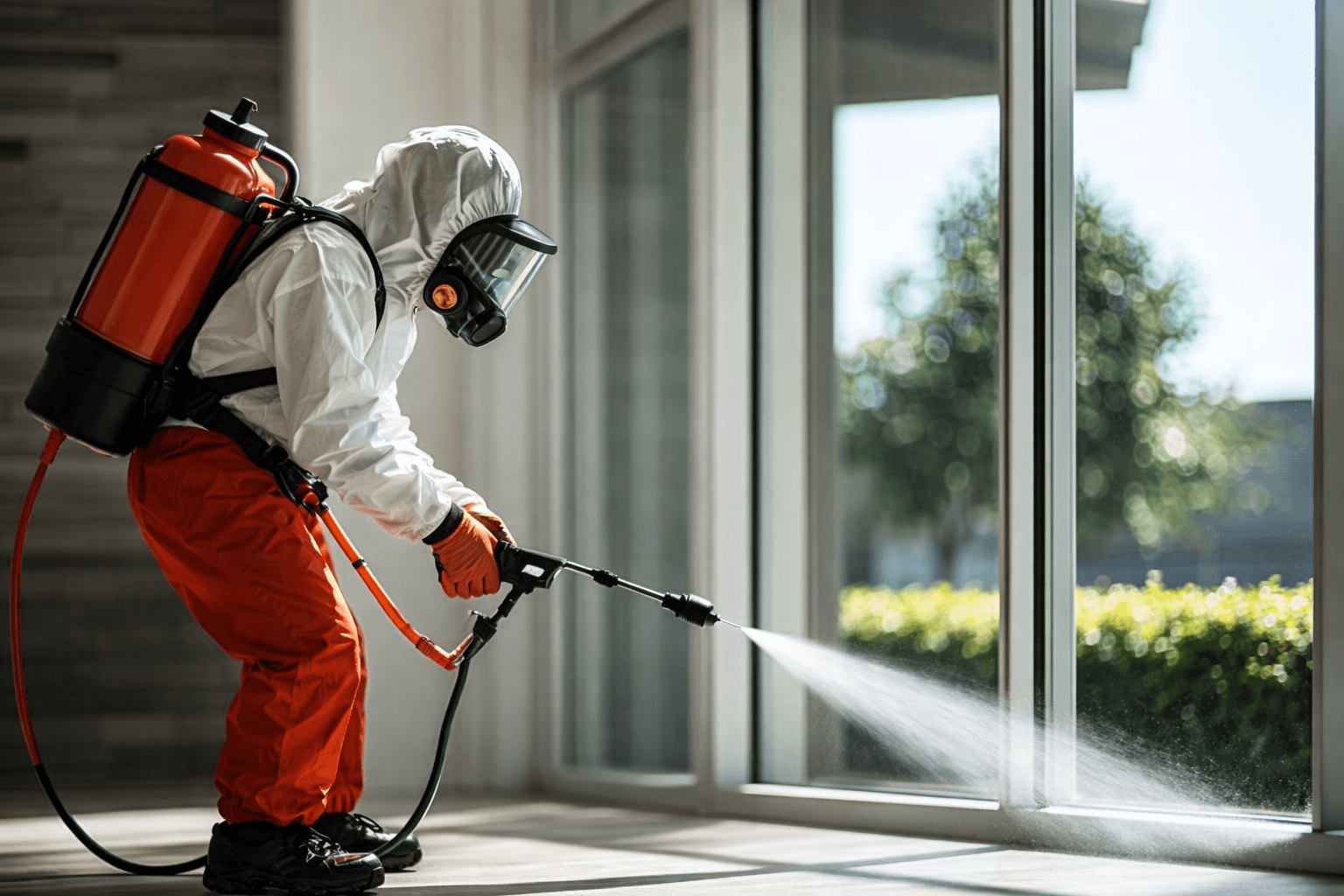 expert en désinsectisation équipé pour un traitement contre les nuisibles à Paris