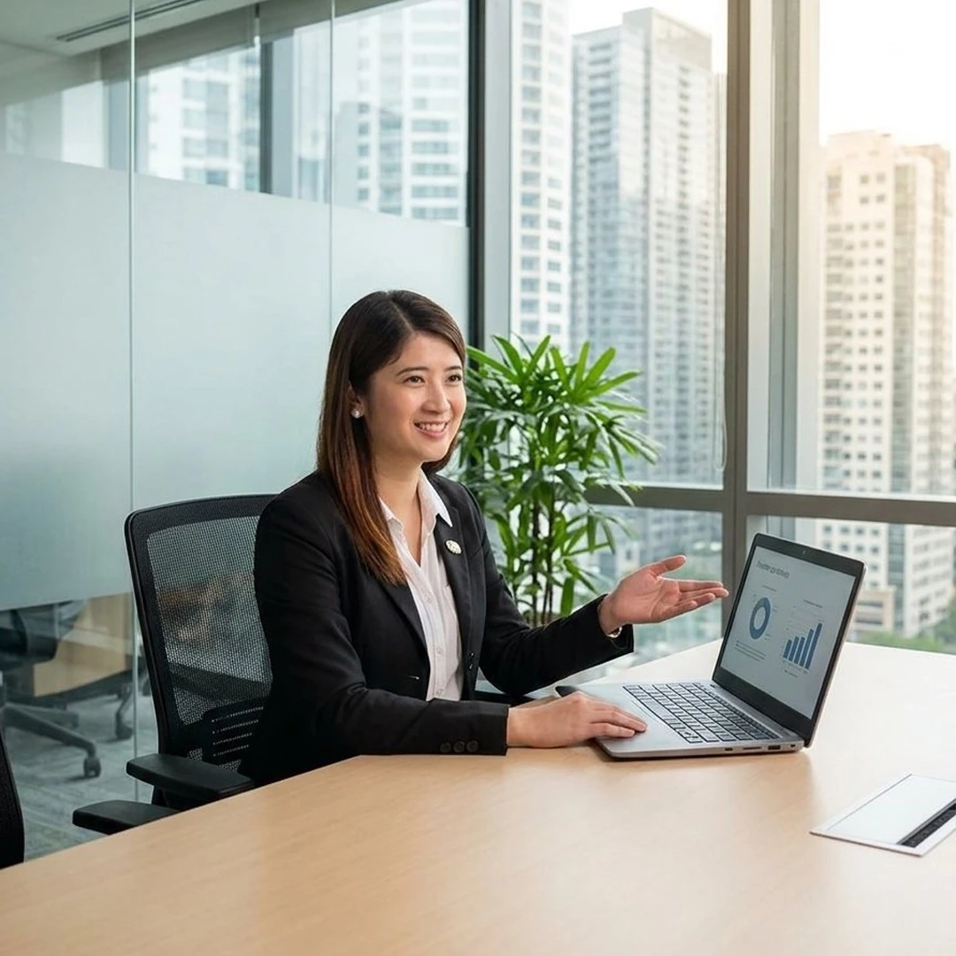 Gladness Staffing consultant in a modern office workspace
