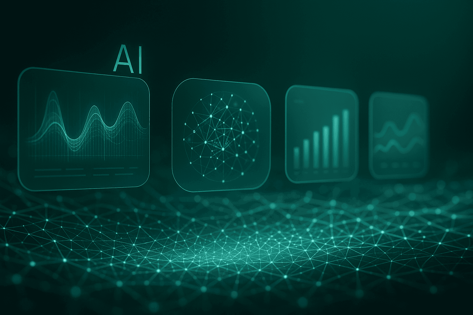 Futuristic AI dashboard visualization representing adaptive intelligence and human-centered technology.