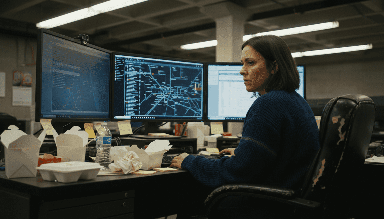 Dispatch manager monitors bookings on screens