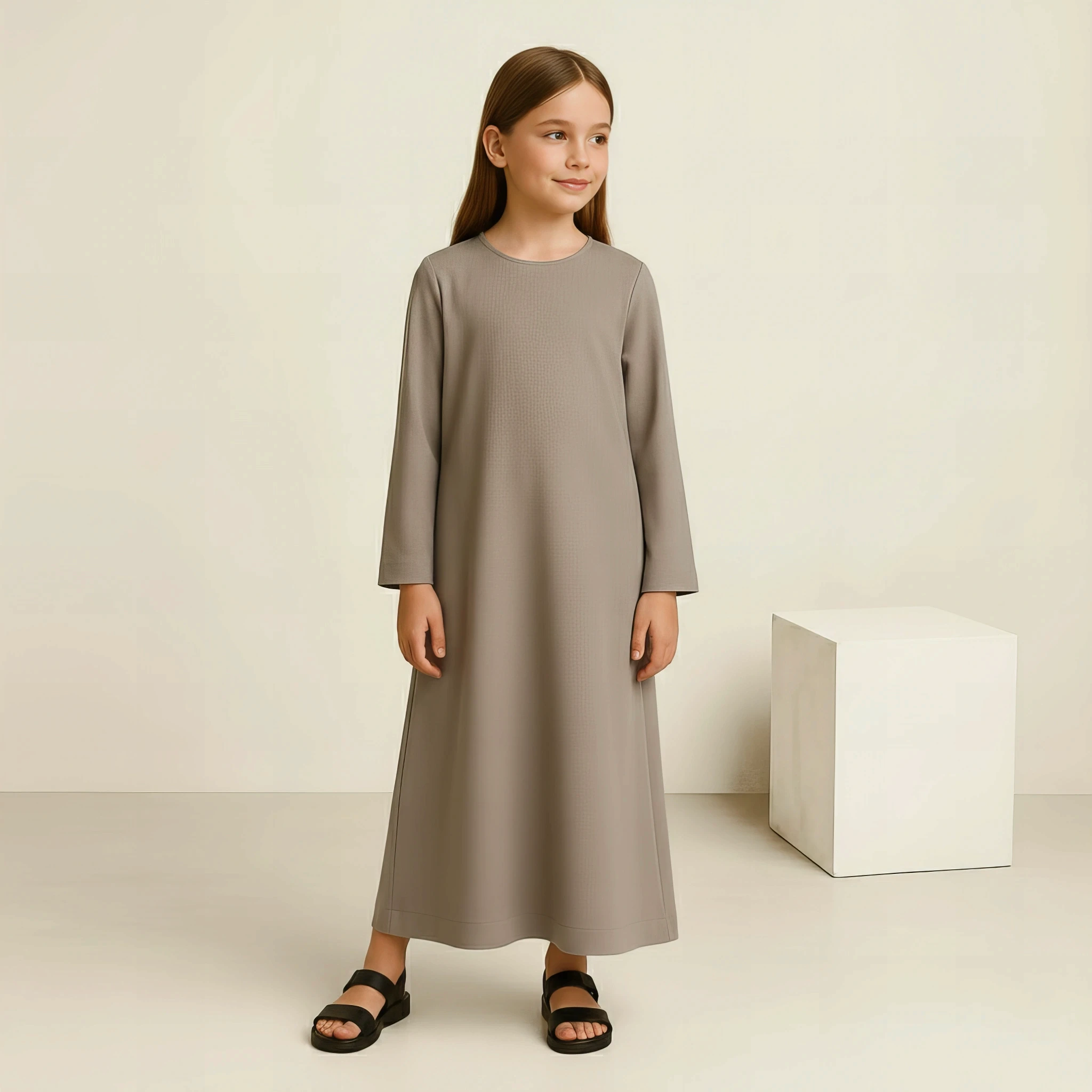 Lightweight Abaya in Pebble Gray