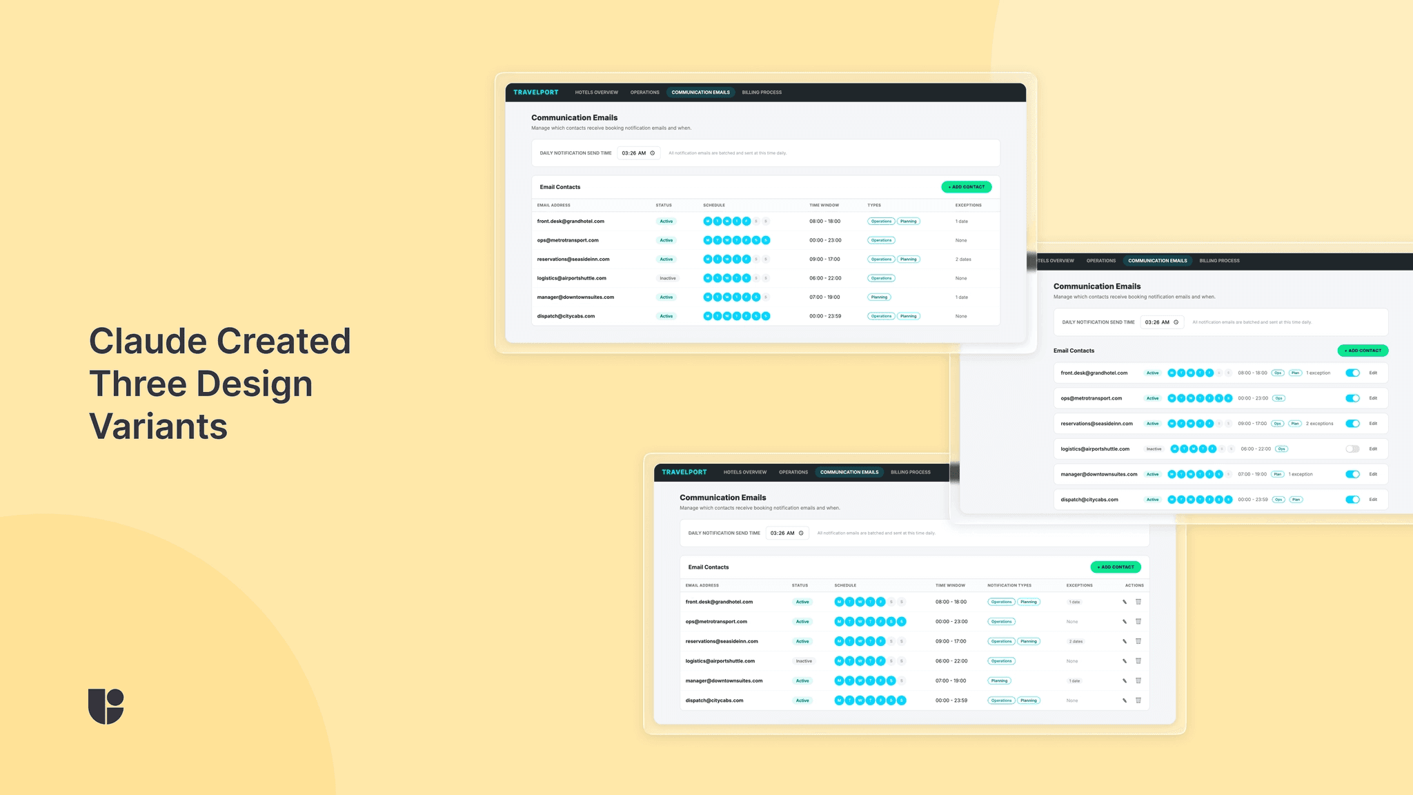 Highlighting the potential design solutions that Claude came up with before moving on to user testing with Useberry to see the winning solution.